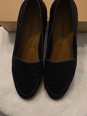 Lucky Brand Black Camdyn Calfhair Slip-On Loafers, Size 10